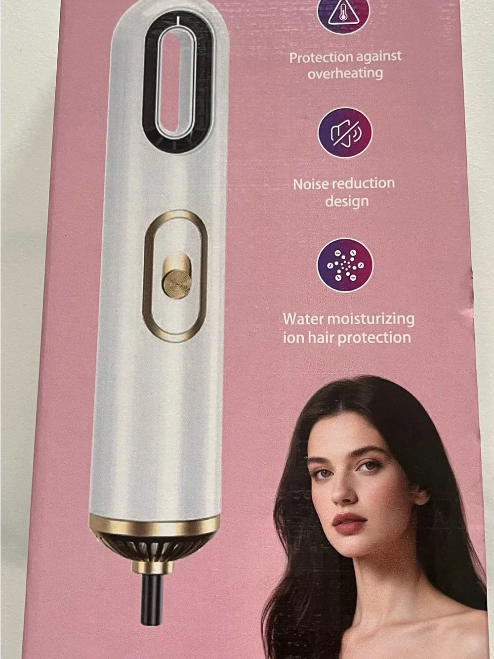 White and Gold Women’s Hair Dryer with Moisturizing Ion Protection